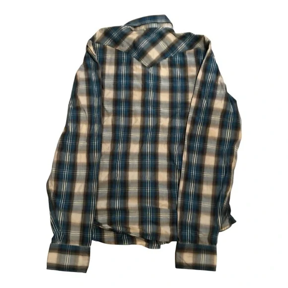 Hollister Pearl Button Down Shirt Blue and White with flaw Size Large - Picture 2 of 4